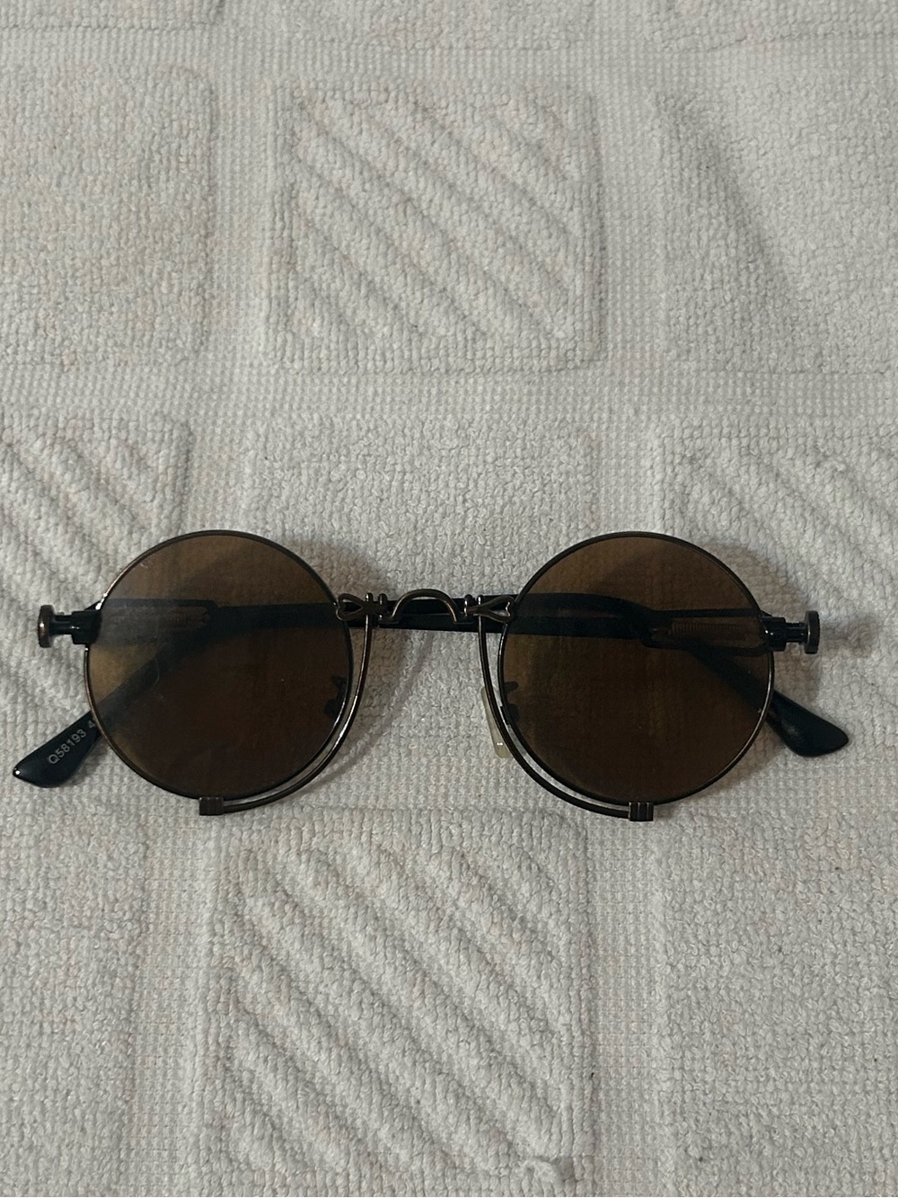 Round Black Frame Sunglasses with Brown Lenses - Unbranded